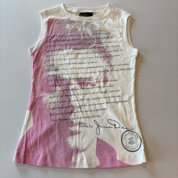 JAMES DEAN‎ 50th Anniversary White & Pink Sleeveless Shirt Y2K 2004 NWT Small - Picture 5 of 12